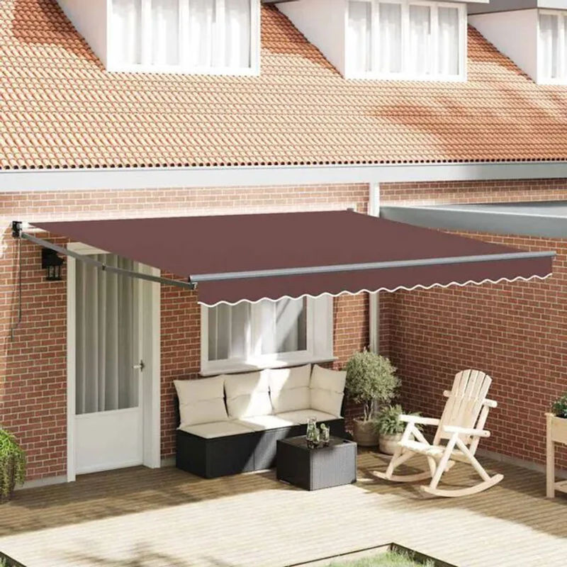 Vidaxl Markise manuell aus Aluminium und Polyester in Braun, Breite: 400 cm, Höhe: 300 cm - Bild 1