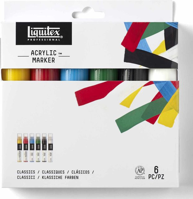 Liquitex Paint Marker Set Professionals Multicolor, 6 Stück, breit, permanent mit Pigmenten - Bild 1