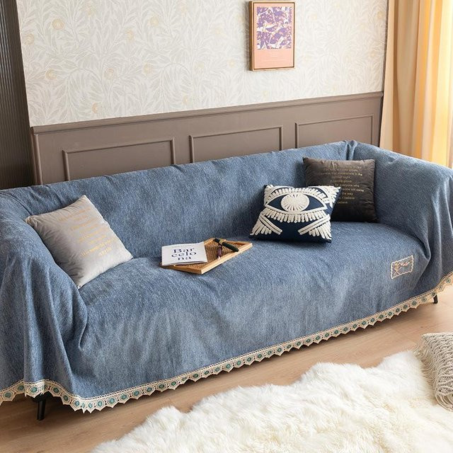 Super Six Chenille Sofabezug im skandinavischen Design, Vollbezug aus Polyester, Breite: 180 cm, Tiefe: 150 cm - Bild 1