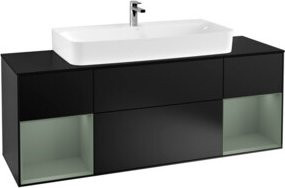 V&B Waschtischunterschrank Finion mit Wandbeleuchtung, Breite: 160 cm, Farbe: Blau lackiert - Bild 1