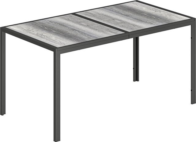 Outsunny Rechteckiger Gartentisch in Grau mit Holzoptik-Platte und Stahlbeinen für 4 bis 6 Personen, B/T/H: 150 x 80 x 74 cm - Bild 1