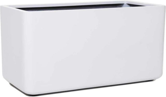 Vivanno Pflanztrog Maxi Round aus Fiberglas in Weiß, B/T/H: 80 x 40 x 40 cm - Bild 1