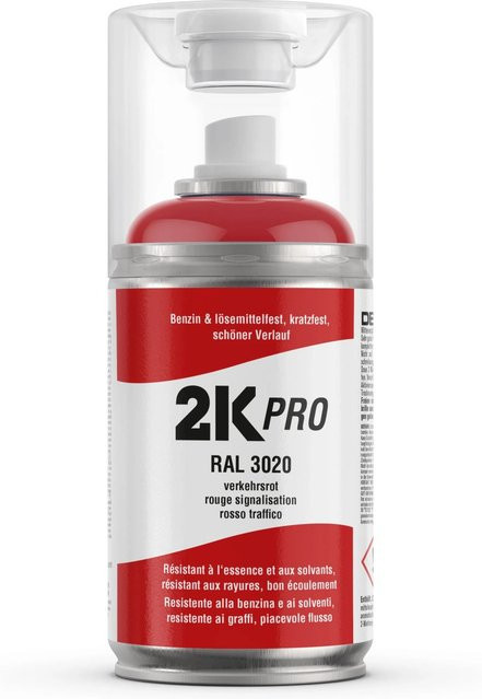 2K PRO Spraydose RAL3020 Verkehrsrot Glanz 250ml für Metall und Synthetikhars - Bild 1