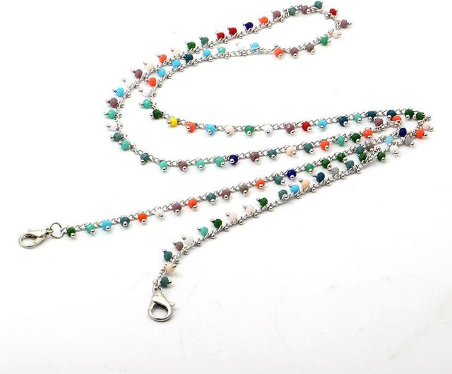 Brillenkette, Brillenband, Bunte Reiskörner, Mixed colors, White, Multicolour - Bild 1
