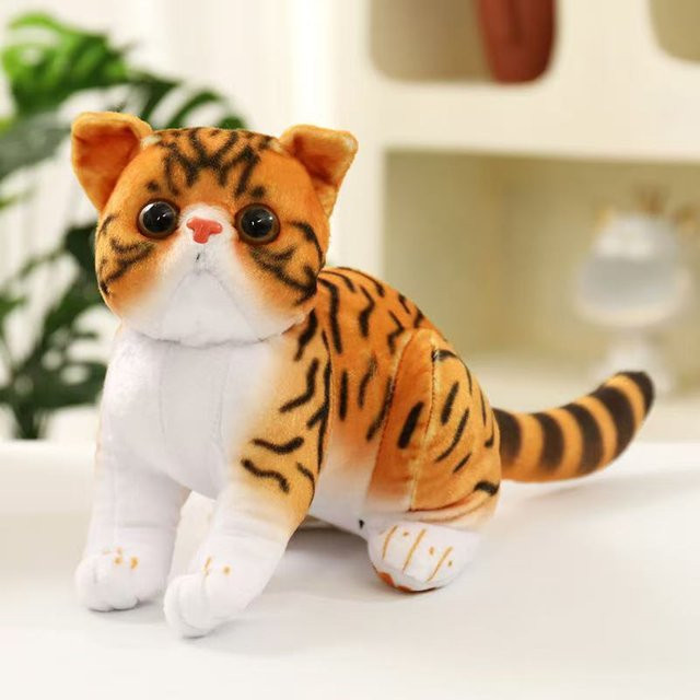 Gestreifte Katze Puppe, Stofftier Plüschtier, 26cm, ab 14 Jahre - Bild 1