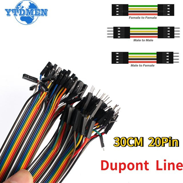 YTDMEN Dupont-Kabel DIY-Kit für Arduino, 20-polig, 30 cm Länge, Multicolor, verschiedene Steckertypen (Stecker auf Stecker, Buchse auf Stecker, Buchse auf Buchse) - Bild 1