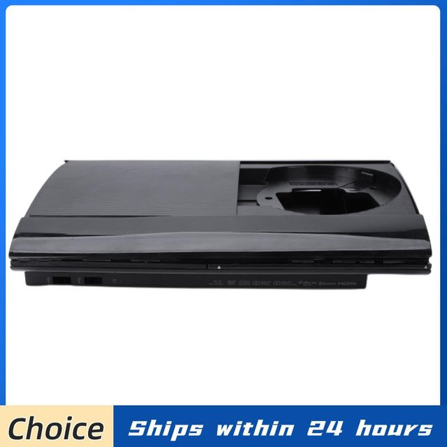 Komplettes Ersatzgehäuse für Sony PlayStation 3 Super Slim in Schwarz inklusive Frontplatte und Schrauben - Bild 1