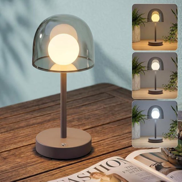 NETTLIFE Schreibtischlampe kabellos mit LED, dimmbar, Touch-Bedienung, 3 Farbtemperaturen, grau - Bild 1
