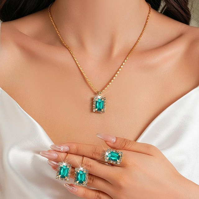 Lucky Star Jewelry Schmuck-Set, 4-teilig, Zinklegierung, Gold, Kristall, Damen - Bild 1