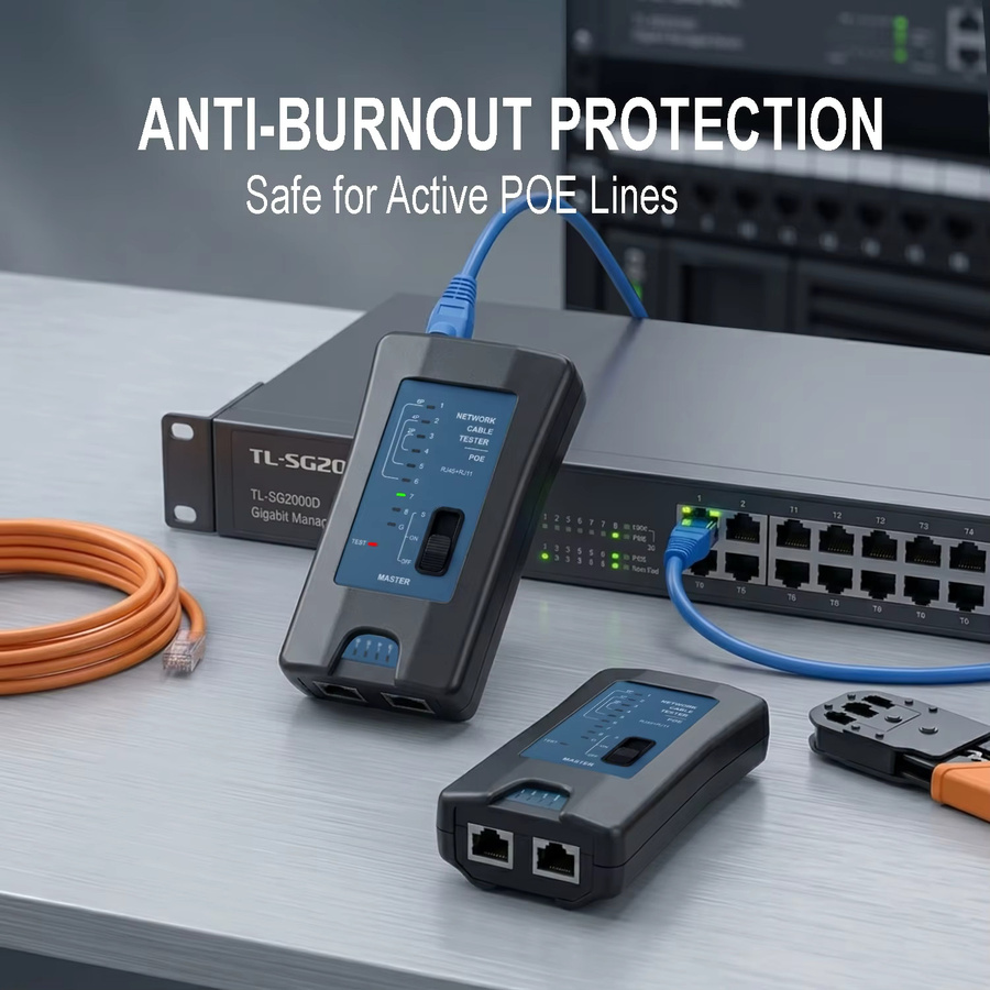 Nengshihengli Netzwerkkabel-Tester für RJ45 und RJ11 mit PoE Live-Switch-Testfunktion und Ethernet LAN Kabelverfolgungsgerät in Schwarz - Bild 3