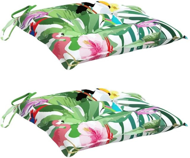 vidaXL Sitzkissen 2er Set Mehrfarbig aus Polyester, wasserabweisend und UV-beständig, B/T/H: 40 x 40 x 7 cm - Bild 1