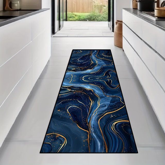 VIKAMA Teppichläufer Golden Diamond Velvet für Esszimmer, Bar und Küche in Gold - Bild 1