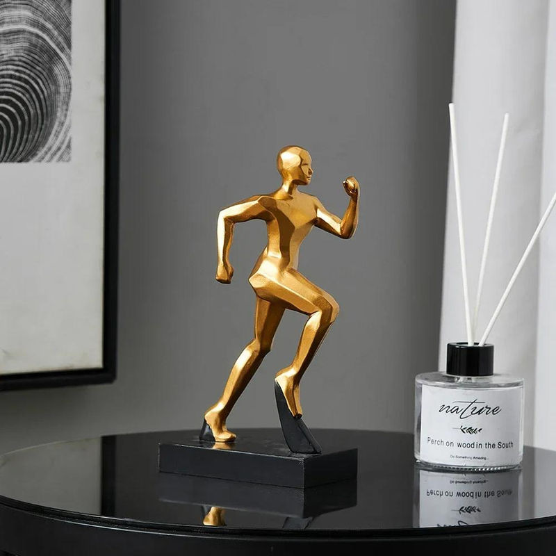 Bestbags Abstrakte Lauffigur Dekoration in Gold, Moderne Skulptur aus Kunstharz und Metall für dein Zuhause und das Büro - Bild 3