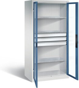 C+P Werkzeugschrank Acurado mit Türen und Schloss, Front Fernblau, Korpus Lichtgrau, H x B x T: 195,0 x 93,0 x 60,0 cm - Bild 1