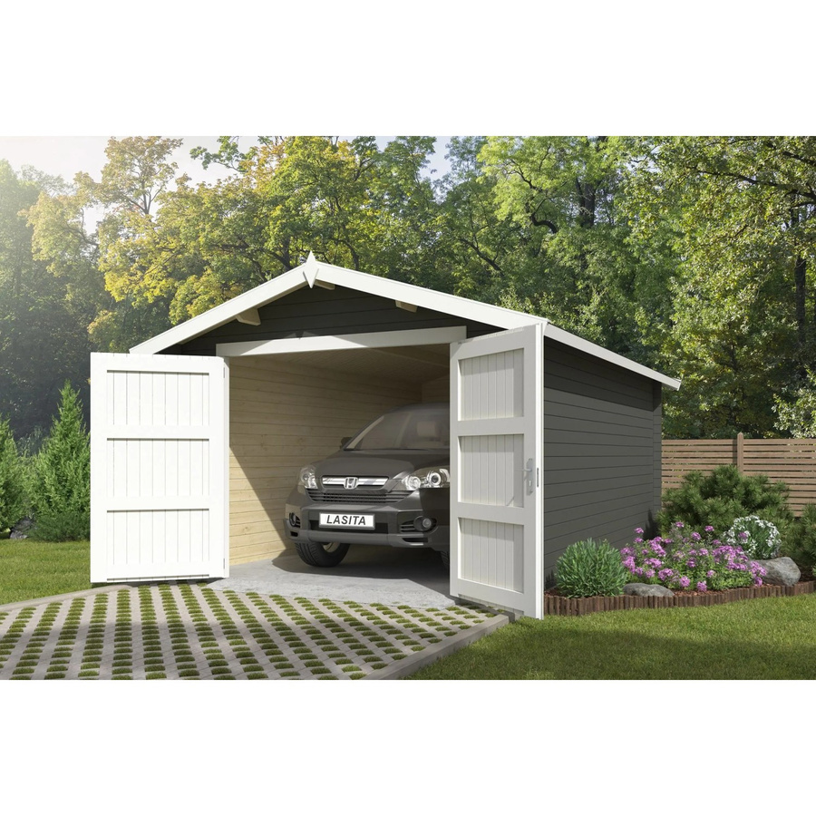 Lasita Maja Blockgarage Mauritius in Grau-Grün mit Außenmaß B: 382 cm, T: 560 cm - Bild 2