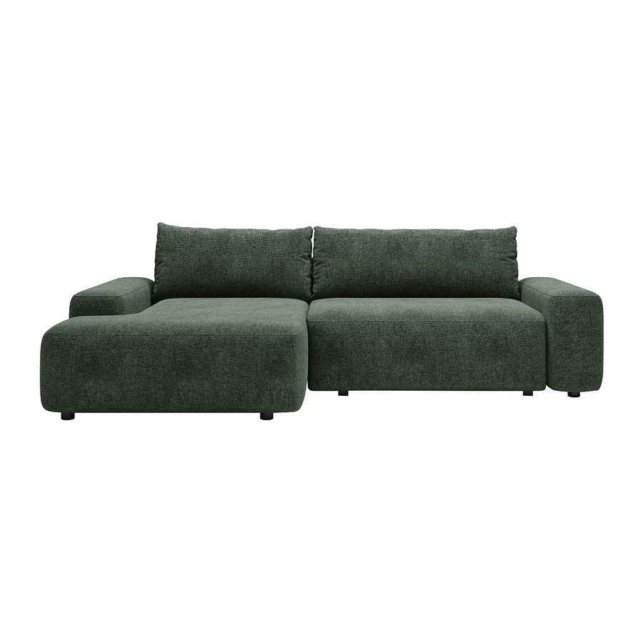Vente-unique Schlafsofa Daviso in L-Form mit Schlaffunktion, Farbe: Tannengrün, Stoffbezug - Bild 2