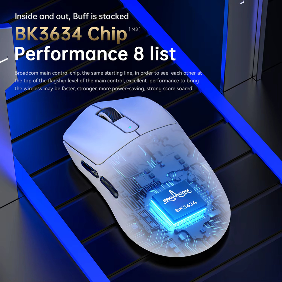 ATTACK SHARK MAMBASNAKE M3 Superlight Gaming-Maus in Schwarz mit PixArt PAW3395PRO Sensor und bis zu 40000 DPI - Bild 4
