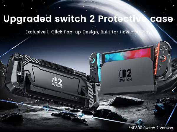 BEBONCOOL Pop-up-Schutzhülle für Nintendo Switch 2 in Schwarz mit ergonomischem Griff aus PC-Material - Bild 2