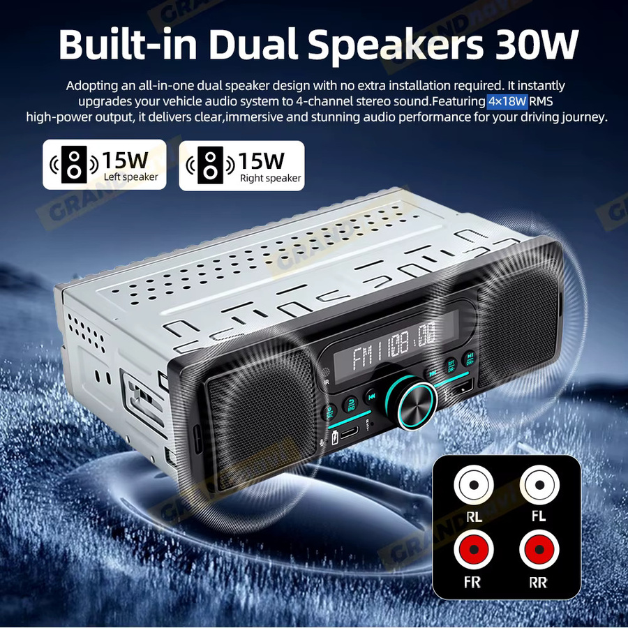 Grandnavi Auto-MP3-Radio-Player mit Bluetooth, USB und AUX in Schwarz - Bild 4