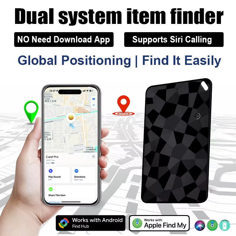 Smarter Wallet-Tracker-Karten-Set in Schwarz – Wiederaufladbarer Dual-System-Gegenstandfinder kompatibel mit Apple Find My und der iOS Find Hub Device App - Bild 3