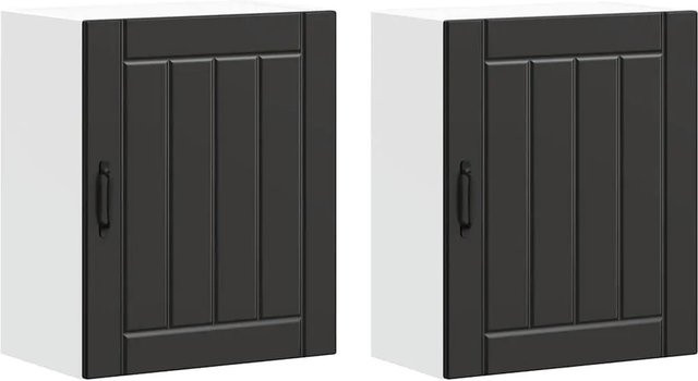 vidaXL Lucca Küchen-Hängeschränke 2er-Set Schwarz aus Holzwerkstoff - Bild 1