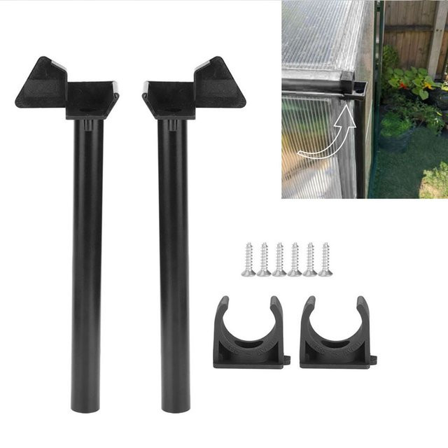 Regenwasser-Entwässerungssystem für Gewächshäuser mit Dachrinne und Fallrohr-Kit in Schwarz - Bild 1