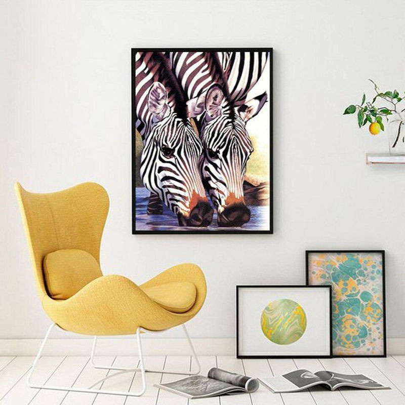 FIYO 5D Diamantstickerei Zebra Perlenbild Set, Mehrfarbig, B/H: 30 x 20 cm - Bild 1