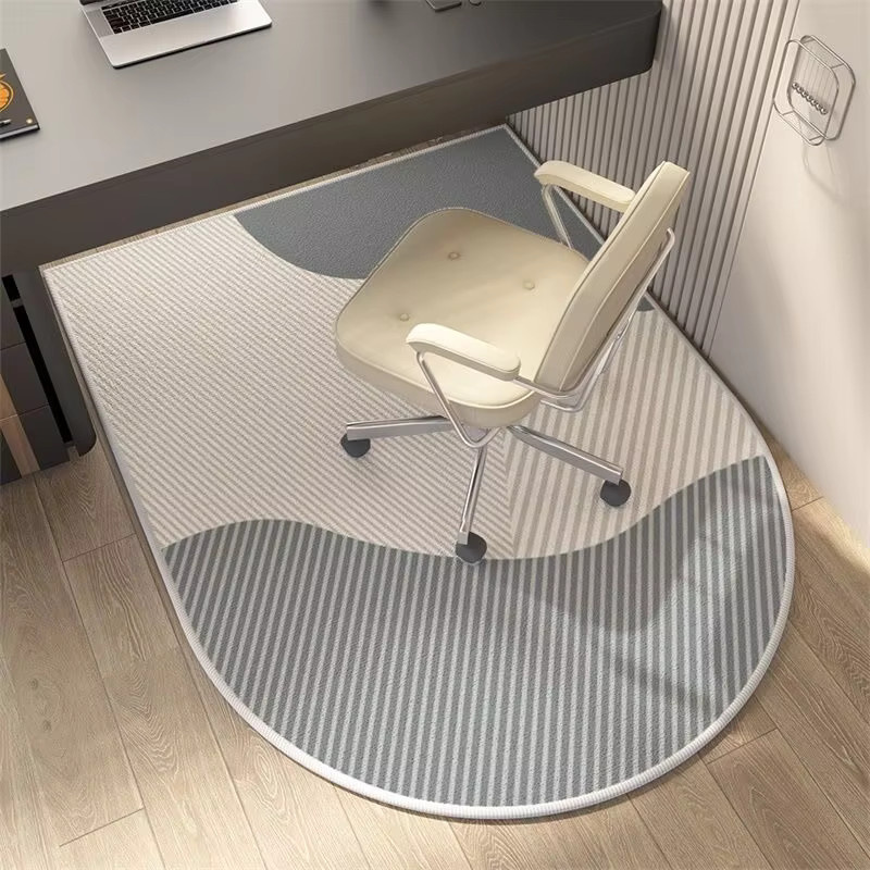VIKAMA Halbmond-Bürostuhl-Teppich in Cremebeige, fleckresistenter und rutschfester Bodenschutz für Schreibtisch und Home-Office - Bild 1
