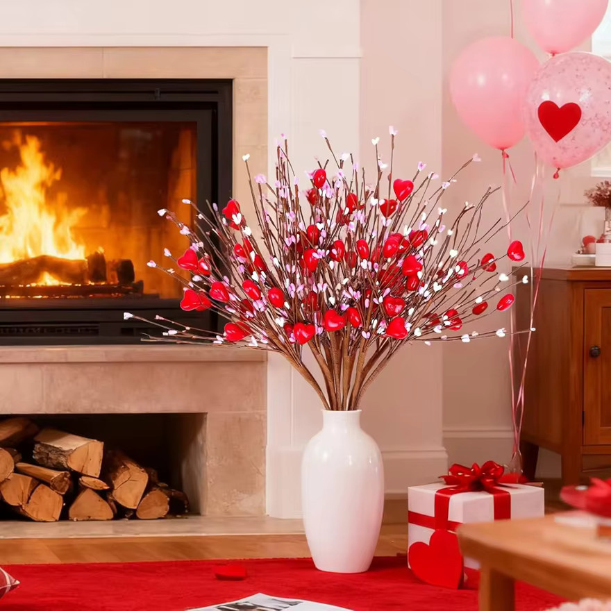 TTCY Künstliche Blumen Kombination aus Kunststoff in Pink und Rot für Hochzeiten, Valentinstag und DIY-Dekorationen - Bild 2