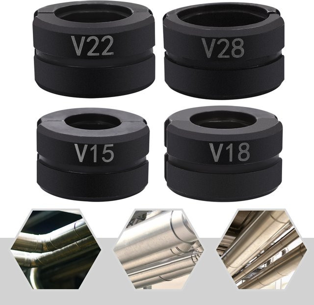 Bymaocar Druckbacken-Set für Kupferrohre mit Matrizen V15/18/22/28 mm zum Crimpen - Bild 1