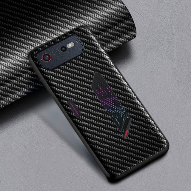 Stoßfeste und schlanke Kohlefaser-Schutzhülle für Asus ROG Phone 7 in Schwarz - Bild 1