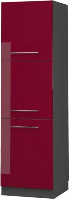 Vicco Herdumbauschrank Fame-Line Küchenschrank in Anthrazit und Bordeaux Rot Hochglanz Breite: 60 cm, Tiefe: 64,03 cm, Höhe: 206 cm - Bild 2