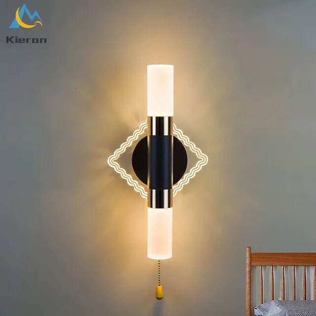 Lava Corki Moderne LED Wandleuchte aus Kristall und Metall in Weiß mit Zugseilschalter und zylindrischer Form - Bild 1