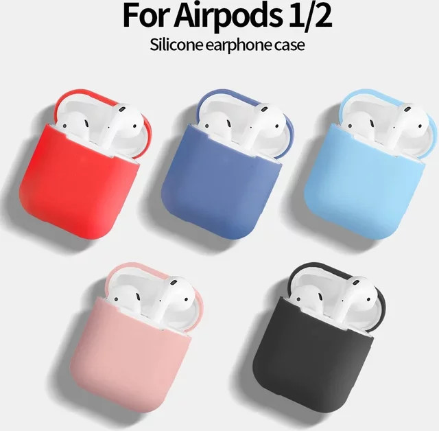 DO AS YOU WISH Silikon Schutzhülle für AirPods 1/2 in Schwarz mit Reiniger-Kit - Bild 1