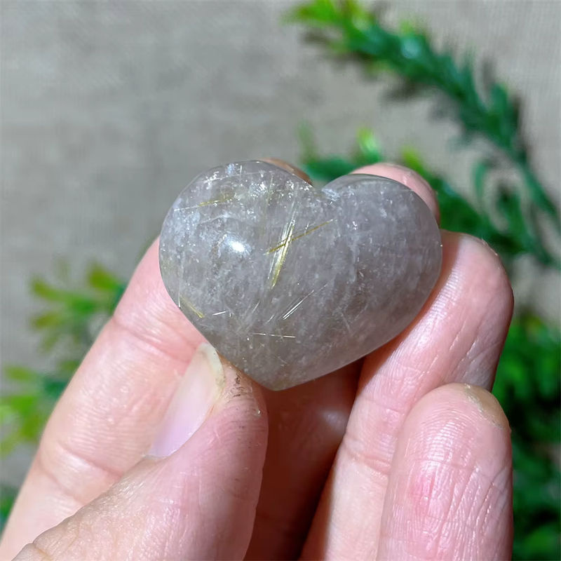 DriB Gold Rutil Quarz Mini Herz aus Naturkristall in Gold und Mehrfarbig - Bild 2