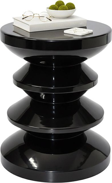 Relaxdays Beistelltisch Space Age aus Eisen in Schwarz Hochglanz mit Zickzack-Design, B/T/H: 35 x 35 x 46 cm - Bild 1