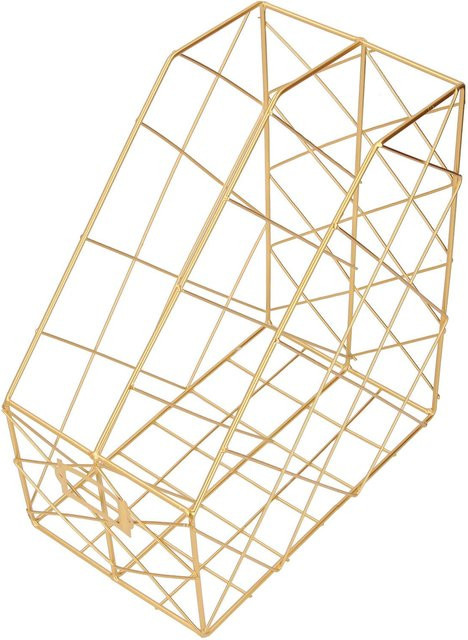 GoolRC Zeitschriftenhalter aus Metall als platzsparende Schreibtisch Ablage für Dokumente in Beige und Gold - Bild 1