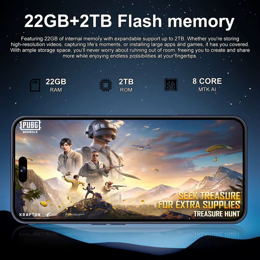 K-Touch iFone 18 Pro Maxi Smartphone Android 5G mit 7,3 Zoll HD Display, 22GB RAM, 2TB Speicher, Face ID und Dual-SIM in Weiß - Bild 3