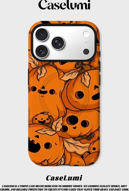 CaseLumi Matte Bumper Schutzhülle mit MagSafe für iPhone 17 16 15 14 13 Pro Max Pumpkin Pals in Orange - Bild 1