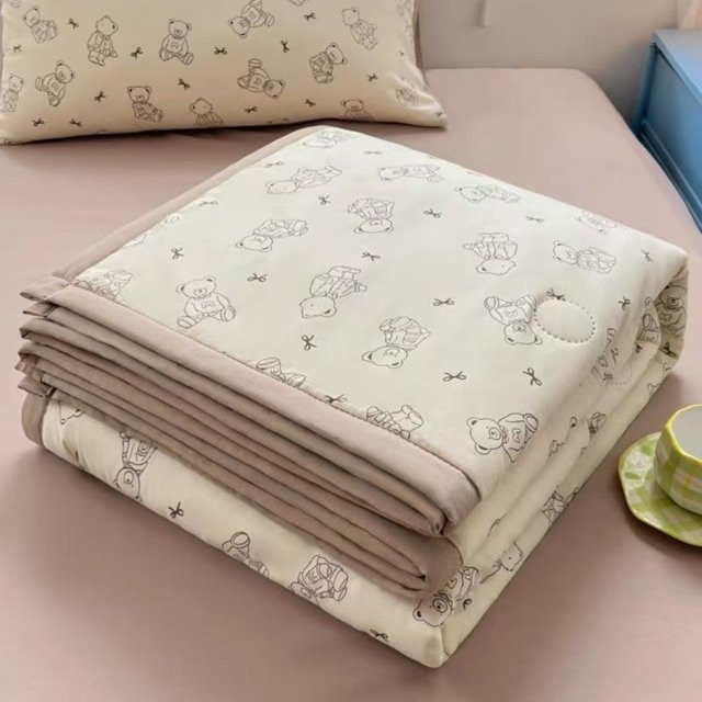 Sufdarj Home Textiles Sommerbettdecke mit Gänseblümchen-Druck, weiche Quilt-Decke aus Baumwollfasern, Beige, B x L: 200 x 230 cm - Bild 1