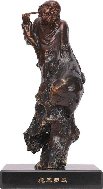 Tooarts Buddha-Skulptur Achtzehn Schüler aus Messing in Gold und Braun - Bild 1