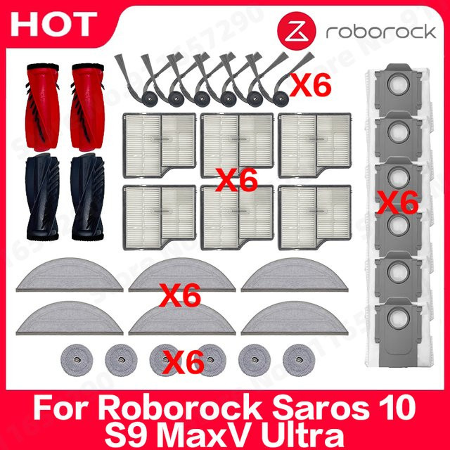 Roborock Ersatzteil-Set für Saros 10 und S9 MaxV Ultra mit Hauptbürste, Seitenbürsten, HEPA-Filtern, Wischmopp und Staubbeuteln - Bild 1