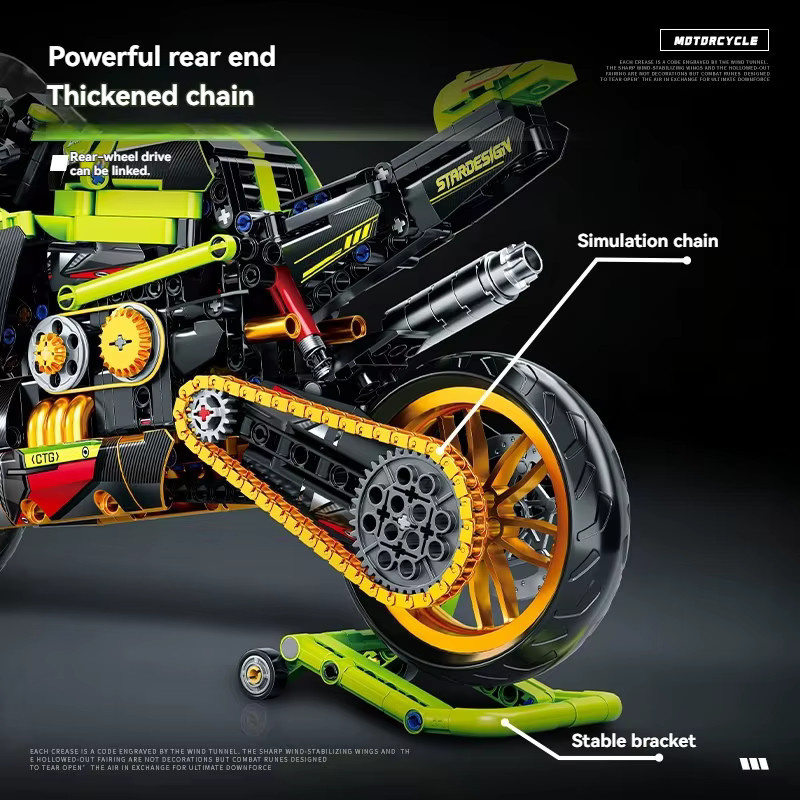 yaafun Technisches Motorrad, Bausatz, 1:8, 776 Teile - Bild 4