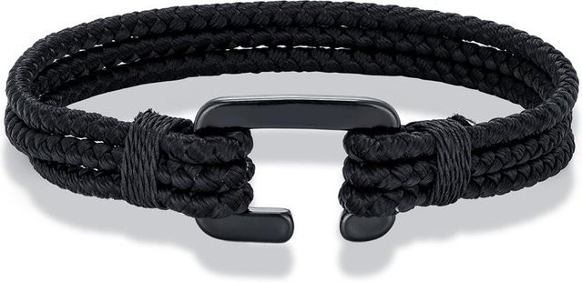 Armband Edelstahl, Schwarz, Seilarmband, 19cm, Unisex - Bild 1