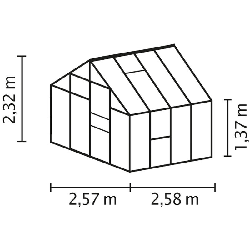 Vitavia Gewächshaus Meridian 6700 in Smaragdgrün mit 6,7 m² Fläche, Sicherheitsglas und Schiebetür - Bild 2