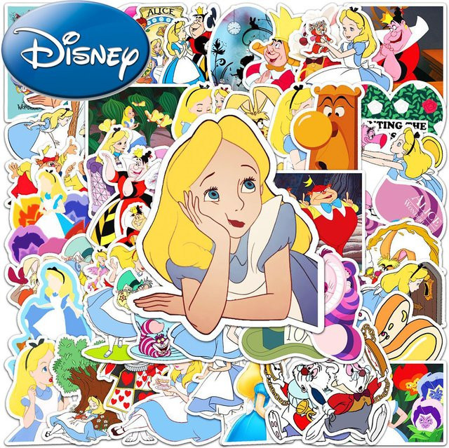 Disney Alice im Wunderland Aufkleber Set mit niedlichen Cartoon Motiven in Multicolour für DIY Dekoration von Skateboard, Gepäck und Telefon - Bild 1