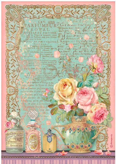 Stamperia Motiv-Strohseide Parfumeur Royal in Multicolor, Format A4 - Bild 1