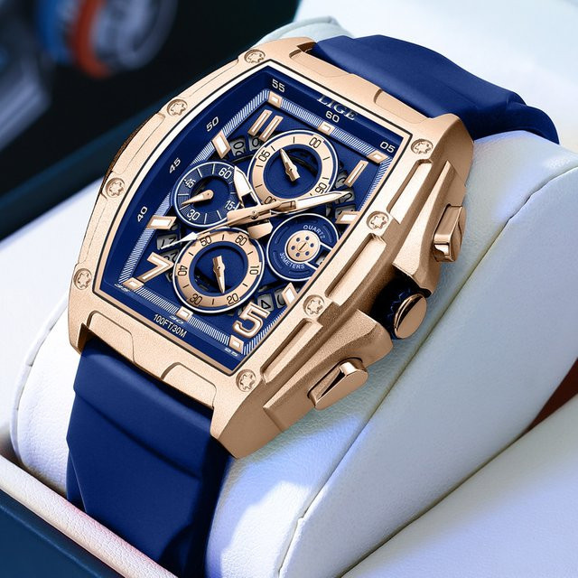 LIGE Chronograph, Silikon, Blau, Herren - Bild 1