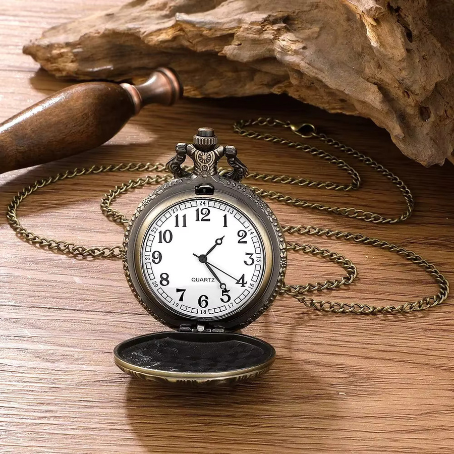 Taschenuhr auf Kette, Messing, Quarz, Gold, Damen - Bild 3