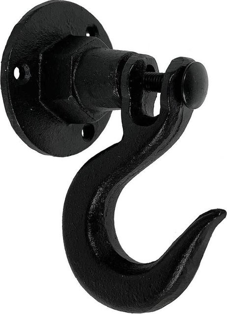 Rustikaler Wandhaken aus Gusseisen in Schwarz im Vintage-Stil als schwingende Wandhalterung - Bild 1